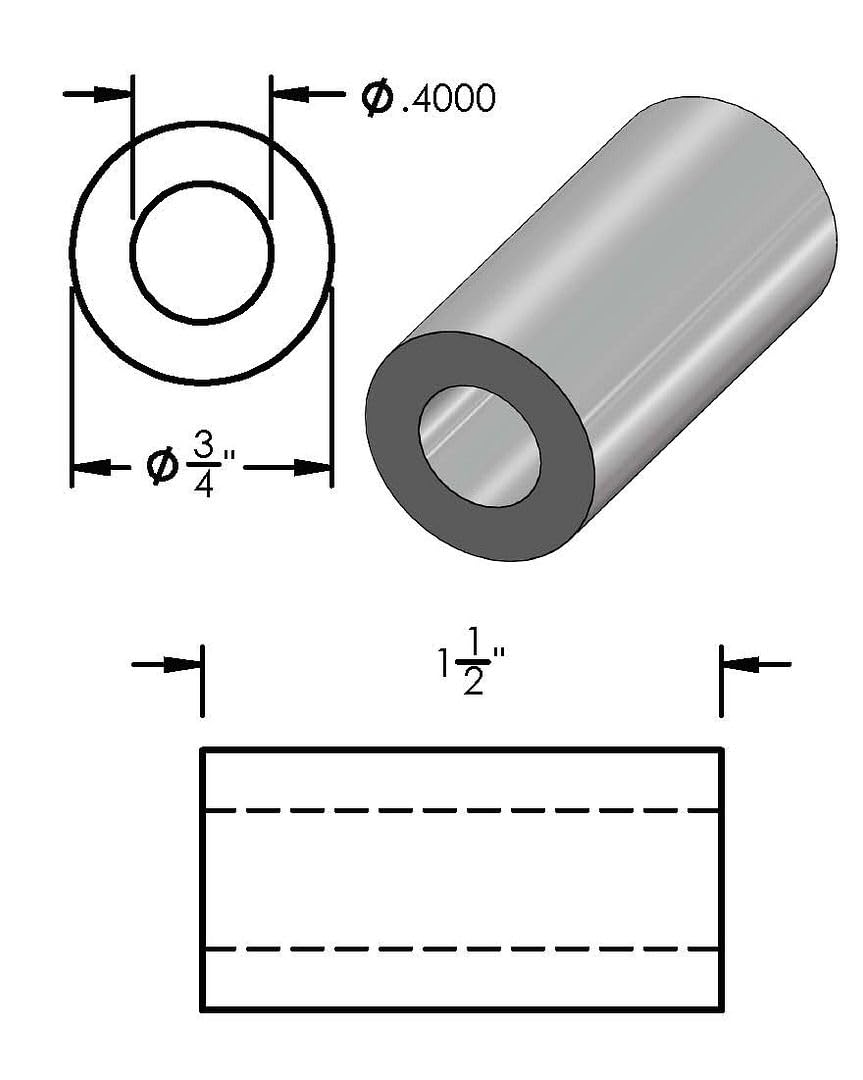 Aluminum Spacer 3/4" OD x 3/8" ID x Choose Your Length, Round Spacer Unthreaded Standoff Bushing Plain Finish, Fits Screws Bolts 3/8" or M10 by Metal Spacers Online (1-1/2" Length, 10 Pack)