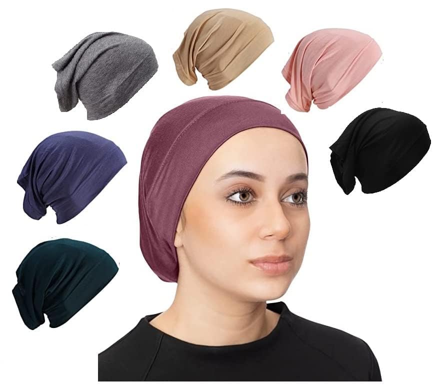 PAROPKAR 7 Pieces Under Scarf Hijab Cap Head Wraps Headgear Headband Wristband Bandana Facemask Solid Colour Hijab Tube Unisex Stretch Dreadlocks Tube Neck Gaiter & Neck Warmer