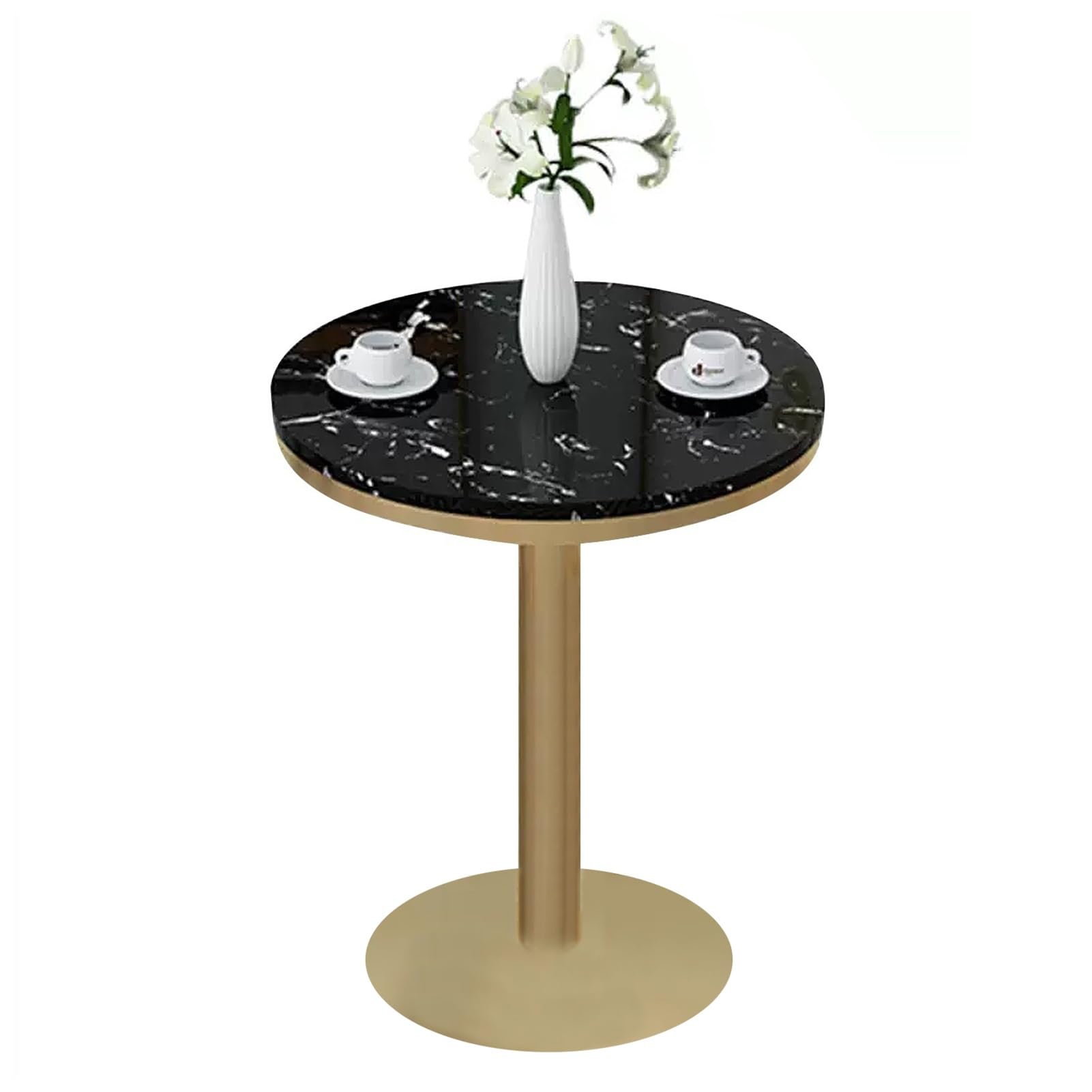 SWENEEN Bistro Table Round Bar Table Pub Dining Table, Counter Height Cocktail Bistro Table With Marble Top And Metal Base, For Living Room, Bedroom, Cafe,Height 105cm