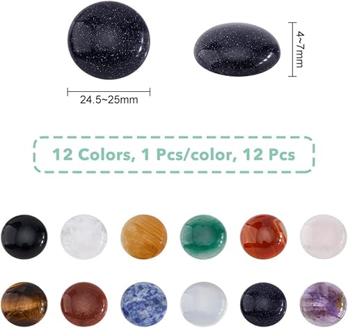 Miniatura 2 de SUPERFINDINGS Cabujones de Gemas Cabujones 6810121416182025mm Cabujones de Gema con Parte Plana y Trasera Libre para Hacer Joyería