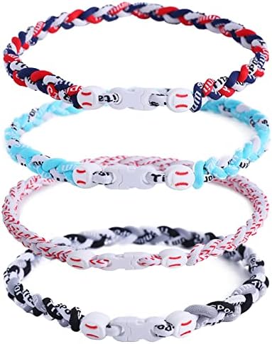 Baseball Necklace-Three Braided Rope Tornado Titanium Necklace for Sports