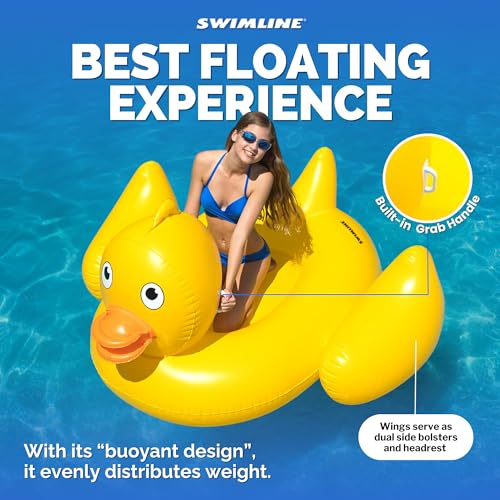 image for SWIMLINE ORIGINAL 90620 Giant Inflatable Lucky Ducky Pool Float | Over