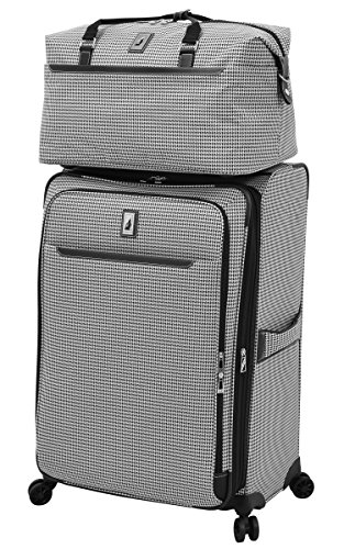 LONDON FOG Cambridge II 20-Inch Duffel Bag, Black White Houndstooth