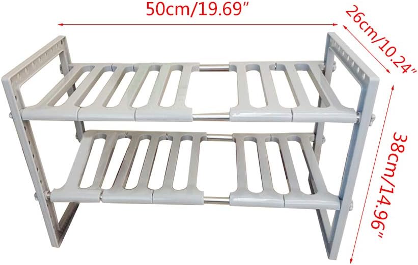 LEJIA 1set of Adjustable Kitchen Utensils Storage Rack Sink Rack Bathroom Storage Rack-White