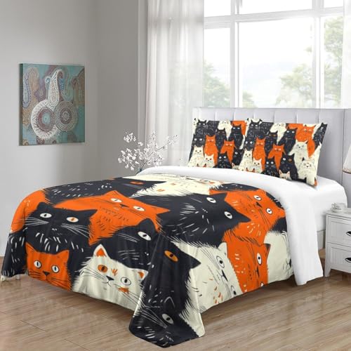 Housse de couette chat 3D lit simple 140x200 microfibre ado - 5