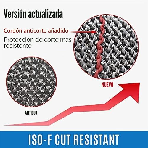 Miniatura 4 de Schwer Guantes Anticorte Nivel 9, Guantes De Trabajo De Malla Metálica,Sin Flúor,Guantes De Cota De Malla Para El Pelado, Corte Y Descascarillado De Ostras En Carnicerías L