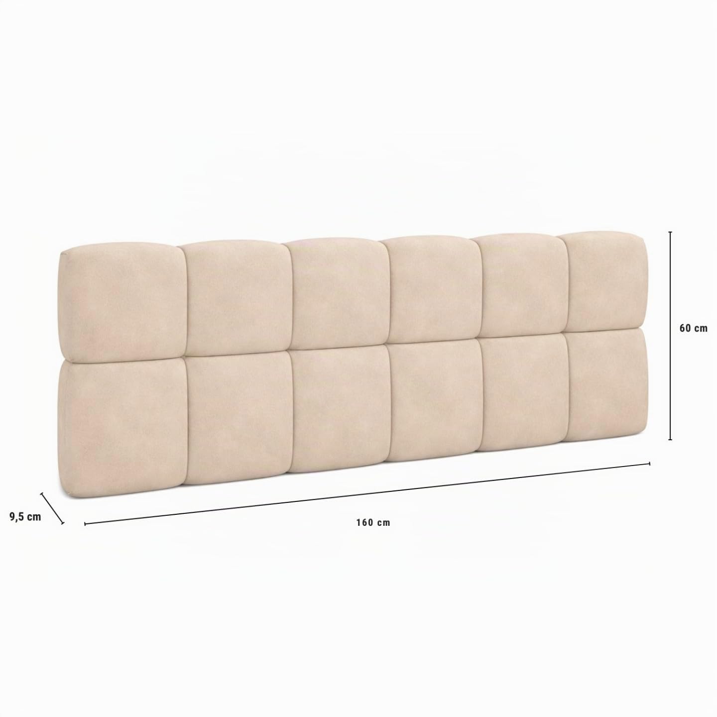 IDMarket - Tête de lit Suspendue matelassée Nuage Velours Beige 160 cm