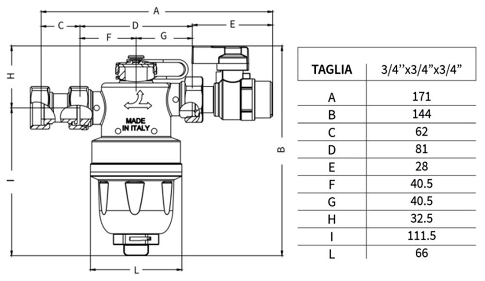 Defangatore magnetico compatto sotto caldaia Jupiter Compact da 3/4" per impianti termici