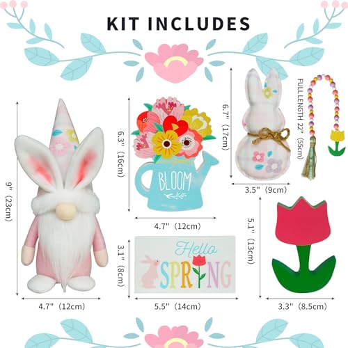 CRCZK-Spring-Easter-Decorations-6PCS-Easter-Bunny-Gnome-Tiered-Tray-Decor-Plush-Bunny-Easter-Gnome-Plush-Spring-Wood-Signs-Flower-Bead-Garland-Easter-Farmhouse-Kitchen-Table-Decor CRCZK Spring Easter Decorations 6PCS Easter Bunny Gnome Tiered Tray Decor Plush Bunny Easter Gnome Plush Spring Wood Signs Flower Bead Garland Easter Farmhouse Kitchen Table Decor