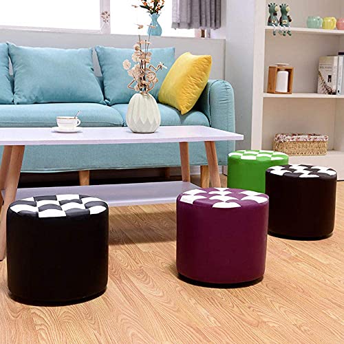 Chaise Repose-Pieds en Bois Pouf de Maquillage Rond Ottoman