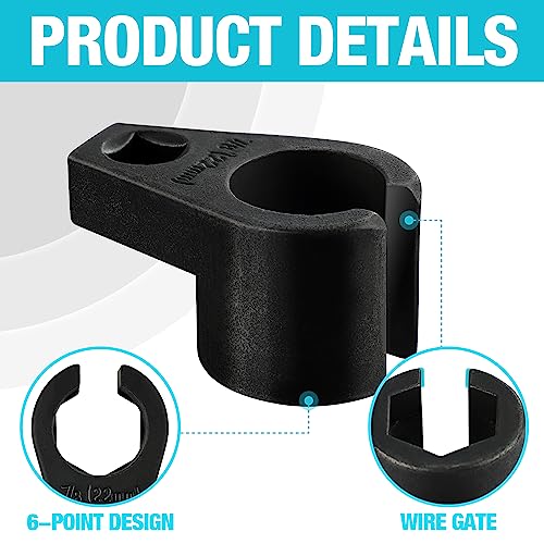 Image of DURATECH O2 Oxygen Sensor Socket 3 /8-Inch Drive x 7 /8-Inch (22mm), Offset Wrench Cr-Mo Steel, 6-Point Tool with Wire Gate