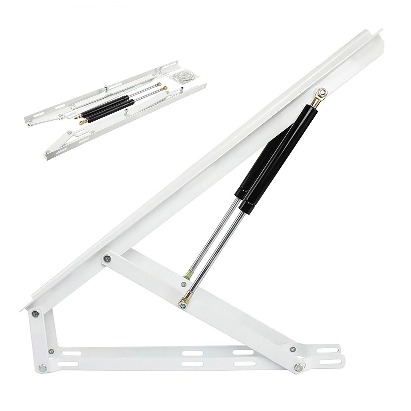 DFGHNBVC Pneumatic Storage Bed Lift Mechanism Set With Heavy Duty Gas Struts For Secure Lid Support And Easy Access,White-0.9M