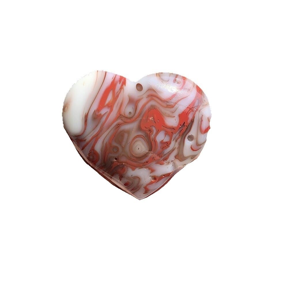 Huffa Red Blood Striped Agate Heart Shaped Polished Crystal Gemstone Ornament