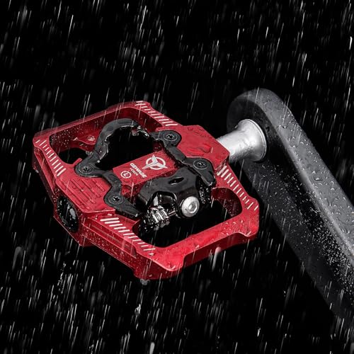 Pédales de VTT à 3 roulements scellés de précision et double plateforme rouge