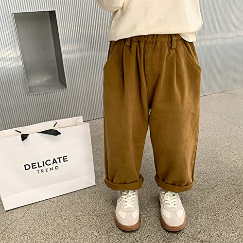iiniim Toddler Kids Boys Loose Long Pants Elastic Waist Casual Linen Solid Trousers3