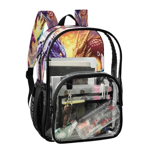 Cloud Dragon Clear Backpack Heavy Duty See Through Transparent PVC BookBag for Kids Boy Girl School Work2
