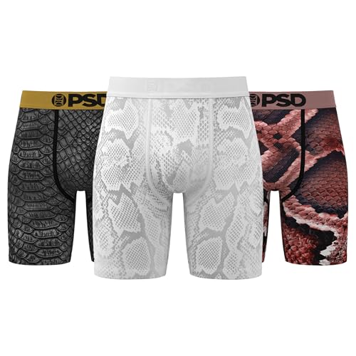 PSD Men's Boxer Briefs - Metallic Skins 3 Pack, 7 Inch Inseam, Stretchy Moisture-Wicking Boxer Briefs for Men Pack, X-Large