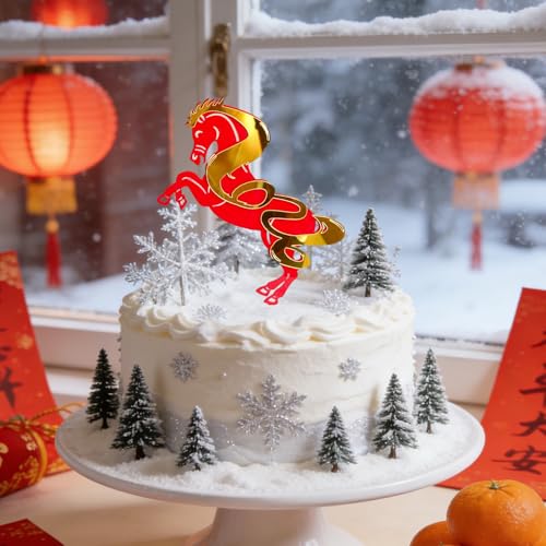 Decoración de pastel de Año Nuevo 2026 de acrílico 2D para el Año Nuevo Lunar | Decoración de pastel para padres, niños, adultos, panaderías, reuniones familiares, descuento - imagen 7