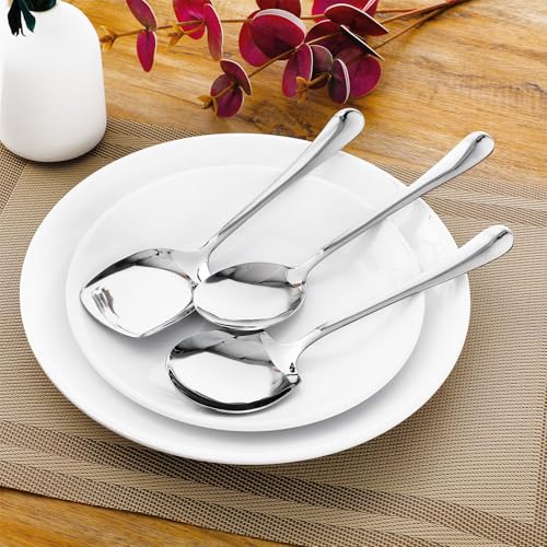 TIESOME Large Serving Spoon, 3 Pcs Serving Spoons Set, Stainless Steel Buffet Serving Spoon Table Spoons Long Handle Soup Spoons Cooking Spoon Kitchen Tool for Kitchen Cooking Restaurant Banquet - Image 4