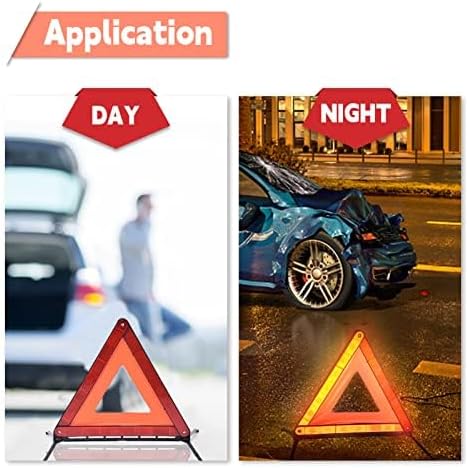 Miniatura 3 de DEDC Triángulo de advertencia, triángulo de seguridad plegable, kit de advertencia triple, reflector triangular de advertencia, señal de peligro en