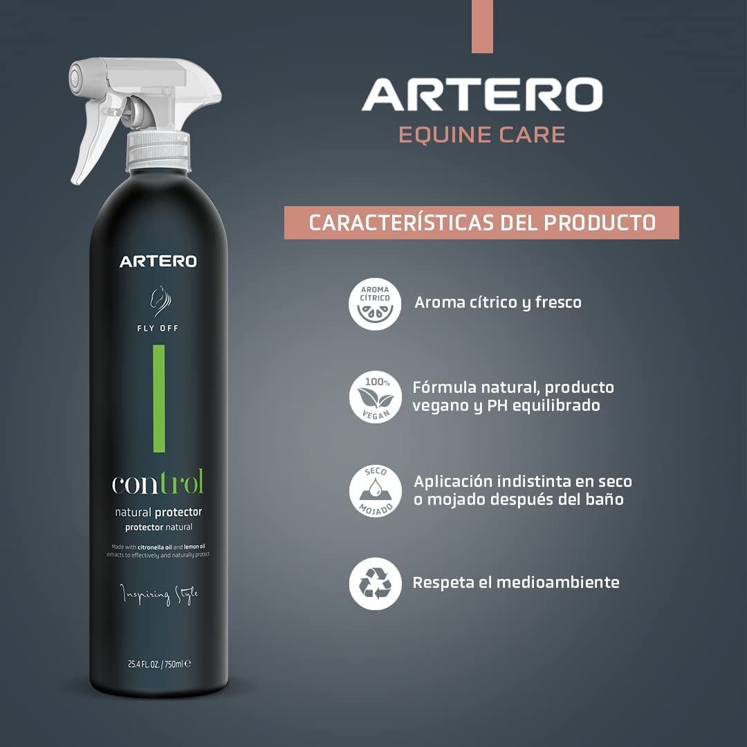 Artero Control 750 ml de cintronela y Aceite de limón. Repelente de Insectos para Caballos. 100% Natural. Proporciona una protección instantánea contra Todo Tipo de Insectos.