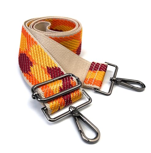 Image of Purse Strap Replacement for Crossbody Bags & Handbags | Premium Webbing with Gunmetal Black Hardware Clip-On Installation Adjustable Length Comfortable Wide Guitar Style Strap