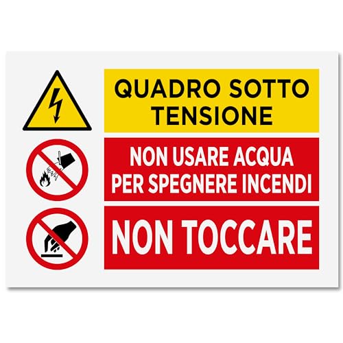 3 Adesivi Quadro Elettrico Sotto Tensione | Dimensioni cm 15x10