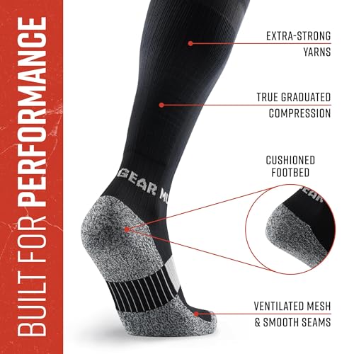 Image of MudGear Graduated Compression Socks, Durable, Sweat-Resistant OCR Performance Socks with Cushioned Footbed, Made in USA