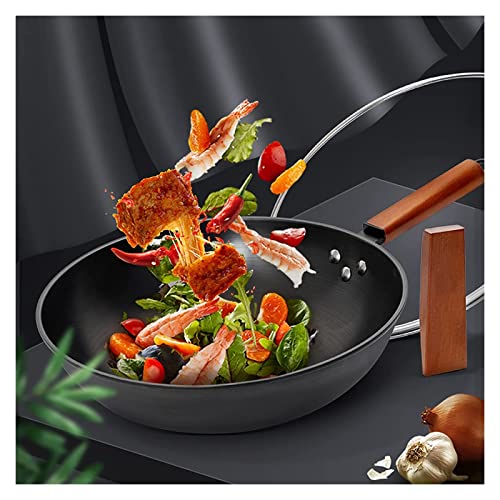 Wok con tapa de vidrio y mango de madera miniatura 6