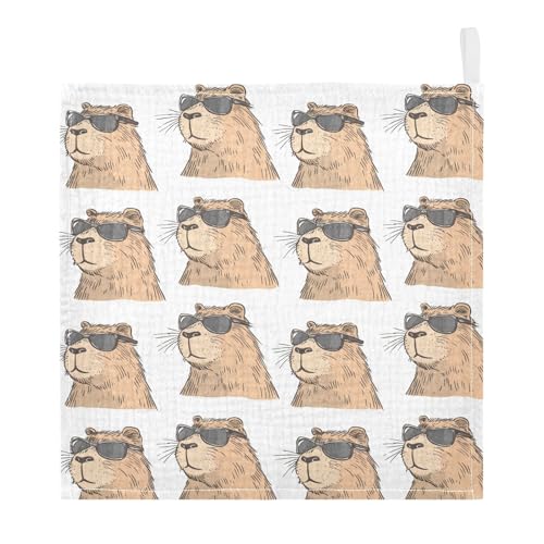 vvfelixl Water Rat Wear Sunglasses Baby Burp Cloths Baby Muslin Washcloths for Boys Girls Cotton Babys Face Towel for Newborn Infants Soft and Absorbent 11.8 X 11.8 in, 5 Pack
