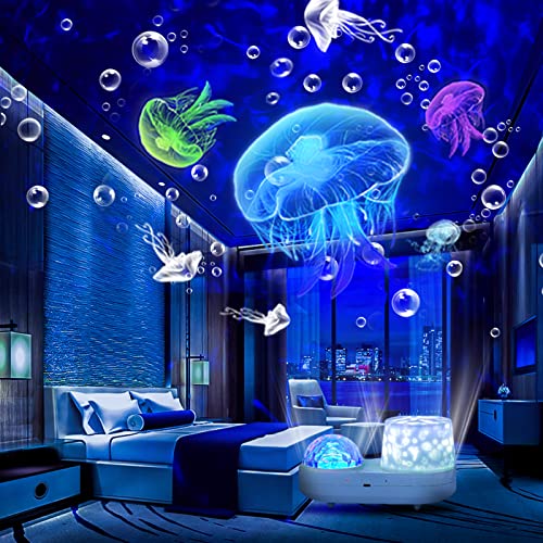 SEEKSTARS Ocean Star Sky Projection, Kids Night Light Projection, 360 Degree Rotating Galaxy Night Lights Projector, Double Layer Ocean Projection Lamp