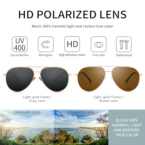 SUNGAIT Women's Lightweight Oversized Aviator Sunglasses - Mirrored Polarized Lens2