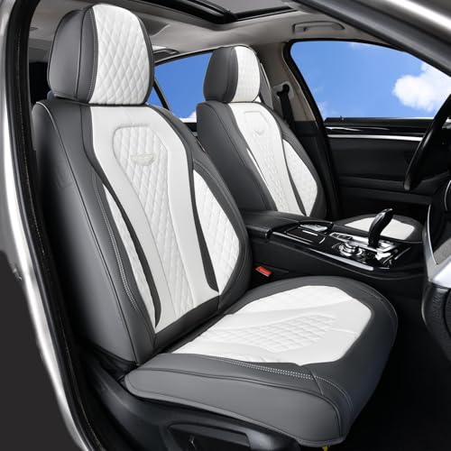 Image of Coverado Seat Covers, Car Seat Covers Front Seats, Car Seat Cover, Waterproof Car Seat Covers, Car Seat Cushion, Front Car Seat Covers Leatherette Car Seat Protector Universal Fit Most Cars White