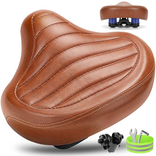 CDYWD New Noseless Bike Seat for Men Women Comfort Wide Large Soft Padded Bicycle Seat Comfortable Replacement Bike Saddle for Peloton Stationary Exercise Bike MTB Beach Cruiser Ebike City Bike