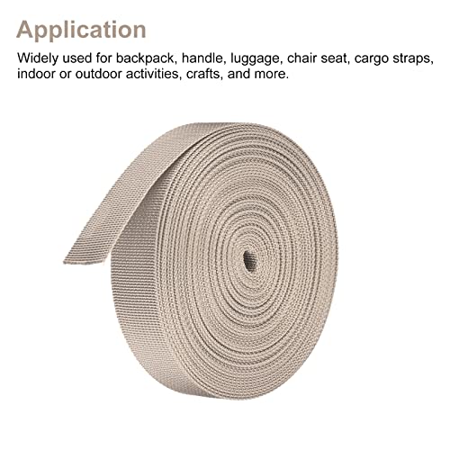 Image of MECCANIXITY Flat Nylon Webbing Strap 1 Inch 10 Yards Champagne for Backpack, Luggage-rack