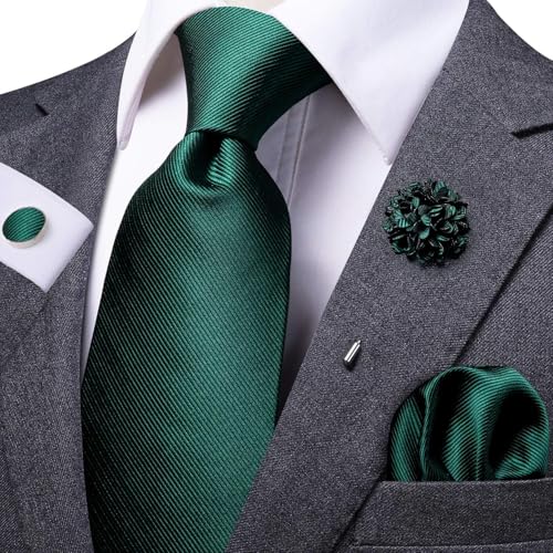 Image of Dubulle Mens Tie and Lapel Pin Paisley Striped Floral Necktie for Men Pocket Square Cufflinks 4PCS Set Wedding Party