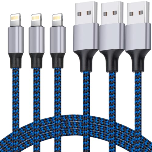 iPhone Charger, Lightning Cable 3PACK 6FT MFi Certified USB Charging Cord
