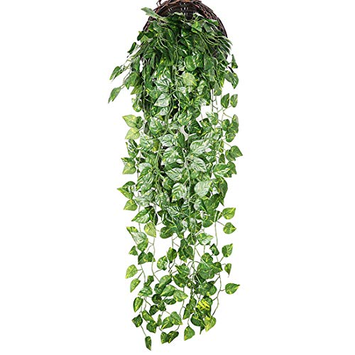 Jubang Plantas Artificiales Colgantes Enredadera Falsa Hoja Vid Artificial Maceta Planta Verde para Colgar Plastico Guirnalda Follaje para Jardin Interior Exterior # 1 Talla única
