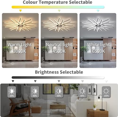 Ventilateur de plafond avec lampe et télécommande réversible 6 vitesses - 6