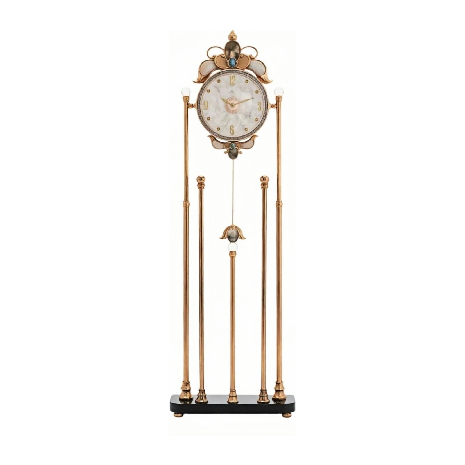 HLHLOP777 Grandfather Alarm Metal Floor Standing Clock Quartz Pendulum Silent Shell Dial for Villa Floor Clock(White)