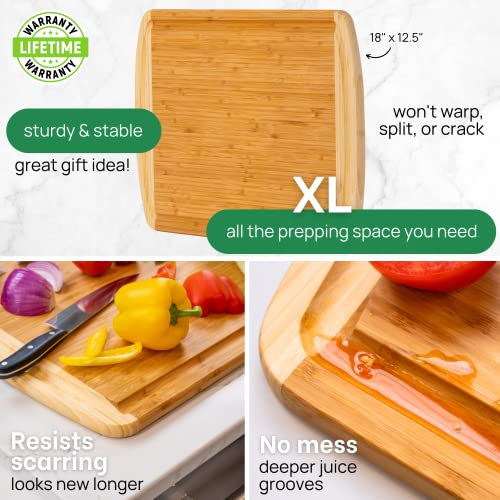 GREENER CHEF 18 Inch Extra Large Bamboo Cutting Board with Lifetime Replacements - Wood XL Cutting Boards for Kitchen - Organic Wooden Butcher Block and Chopping Board for Meat and Vegetables GREENER CHEF 18 Inch Extra Large Bamboo Cutting Board with Lifetime Replacements - Wood XL Cutting Boards for Kitchen - Organic Wooden Butcher Block and Chopping Board for Meat and Vegetables