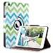 iPad Mini Case,iPad Mini 2 Case,iPad Mini 3 Case,ULAK Synthetic Leather Smart 360 Degree Rotating Stand Case Cover for Apple iPad Mini 1/2/3 (7.9-inch) with Auto Sleep/Wake Function (Wave-Blue/Green)