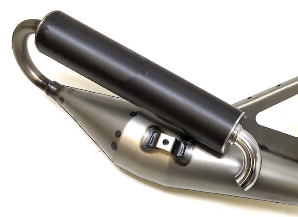 Sportauspuff 50ccm schwarz eloxiert E-Prüfzeichen für CPI Aragon Hussar Oliver Keeway RY6 RY8 Matrix Generic Spin Explorer Rivero GP Sachs Speedjet