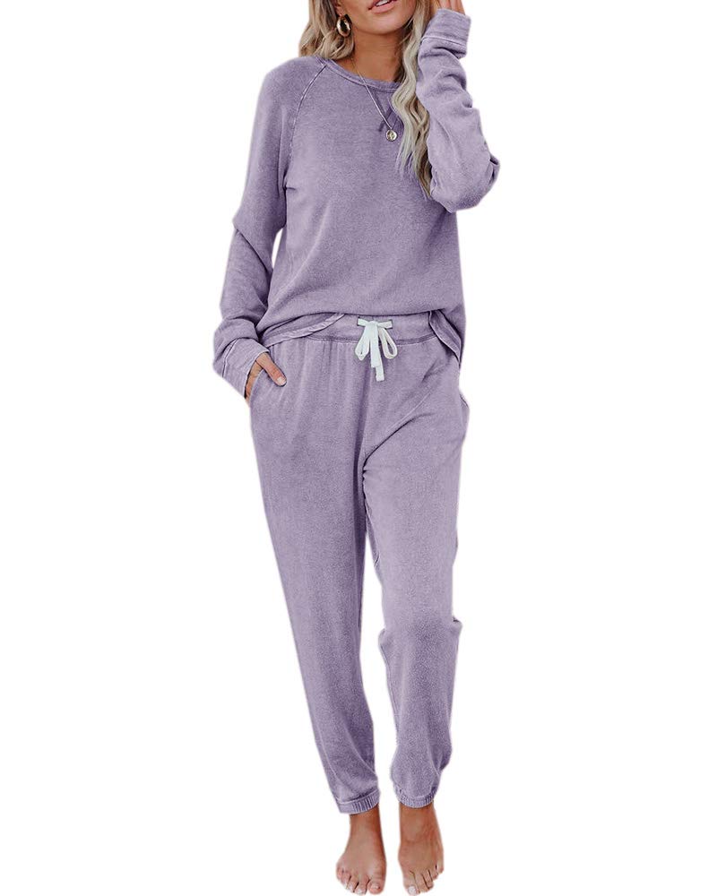 Meikulo Womens Lounge Sets Sweatsuit 2 Piece Loungewear Long Sleeve Crewneck Sweatshirts and Sweatpants