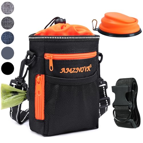 Dog Treat Bag, Large Dog Training Pouch with Adjustable Should Strap, Waistband, Poop Bag Dispenser, Easy to Carry All Doggy Items, Black Dog Treat Bag, Large Dog Training Pouch with Adjustable Should Strap, Waistband, Poop Bag Dispenser, Easy to Carry All Doggy Items, Black