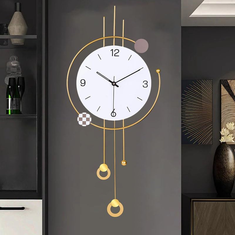 Miniatura 6 de SIN&MI Reloj de pared grande para decoración de sala de estar, reloj de pared decorativo grande, reloj de péndulo, funciona con pilas, sin tictac,