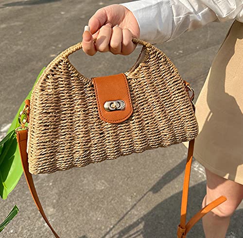 Straw Crossbody Bag for Women Hand Woven Rattan Beach Handbag Top Handle Shoulder Bags Purse for Travel Vacation3