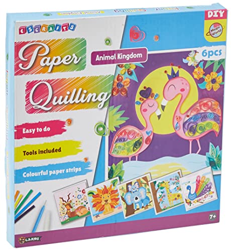 C.S. Kids DIY Paper Quilling Arts & Crafts Gifts – Animal Kingdom| 3D Paper Quilling Design Kits for Kids, Make Your Own Paper Art (Paper Strips & Tools Included), Multicolor,PQ05