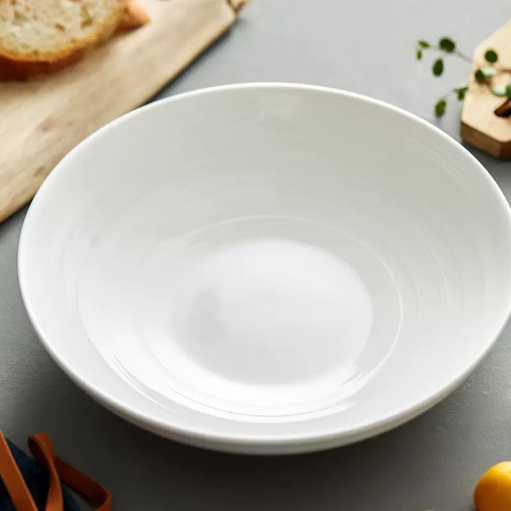 Insalatiera Piatto da cucina Contorno Bianco for la casa Piatto fondo Insalatiera di verdure Stoviglie for ristoranti di hotel in ceramica Forniture Per La Cucina(M)