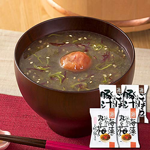 コスモス食品 ごぼうがいっぱい入った豚汁&海藻がいっぱい入った丸ごと梅のお吸い物 各2食お試しセット 化学調味料不使用 フリーズドライ 個包装